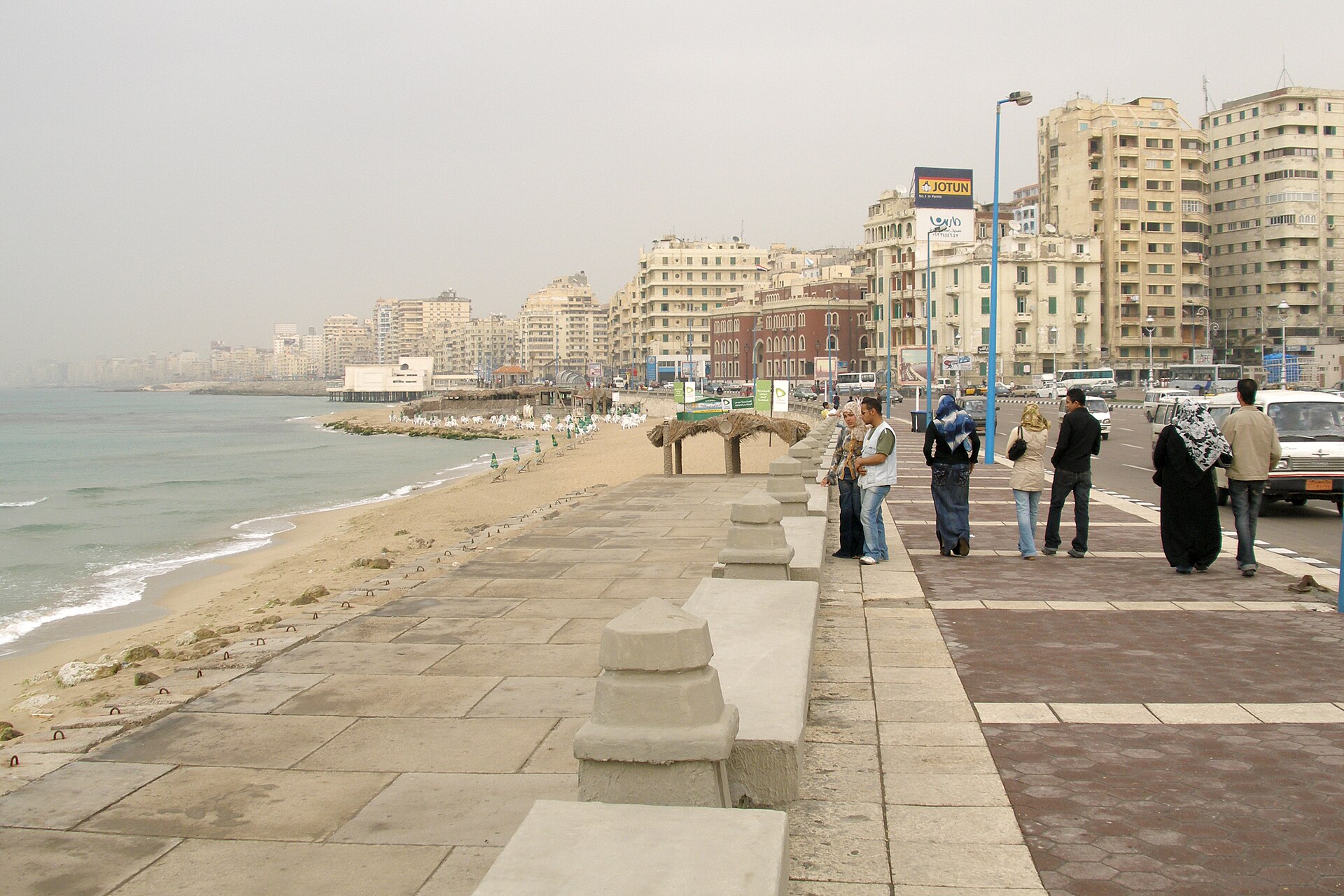 The Mediterranean Corniche of Alexandria curving along the seafront