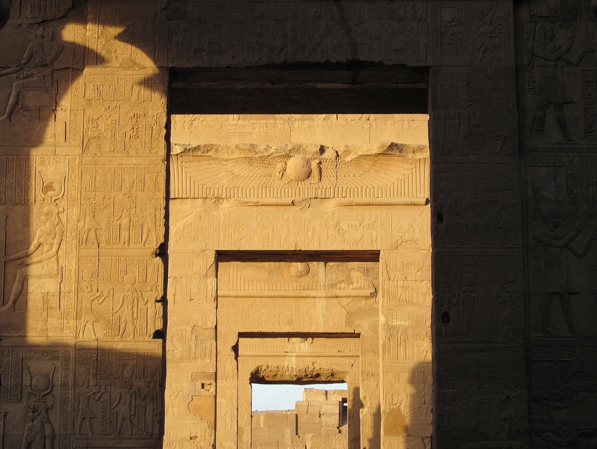 Twin sanctuary of Kom Ombo temple on the Nile bank between Aswan and Edfu