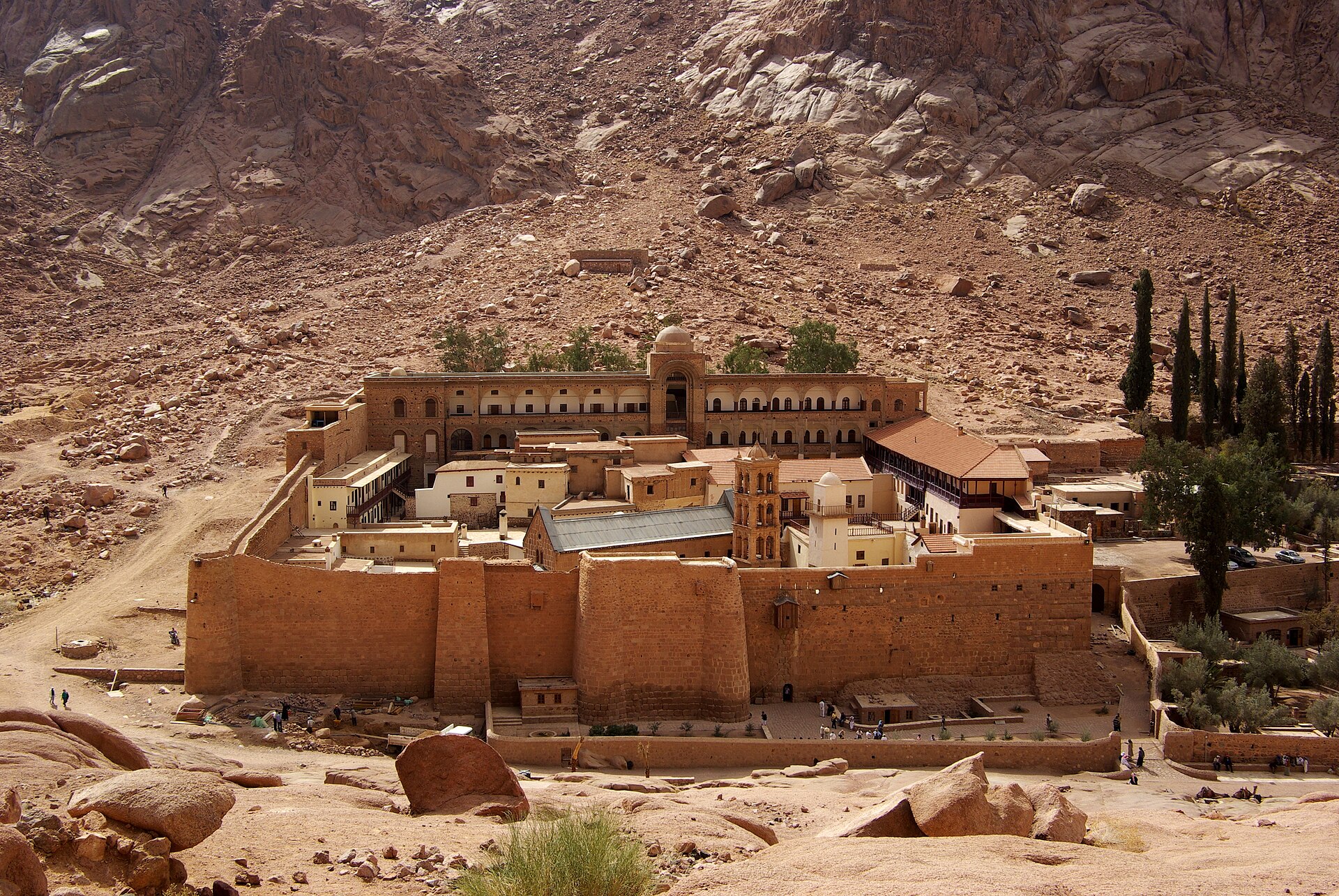 Saint Catherine's Monastery in the granite mountains of South Sinai at dawn